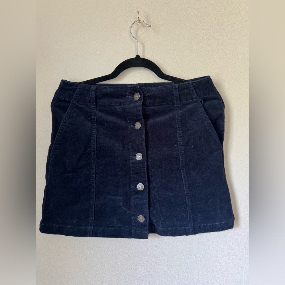 Forever 21 Blue Suede Button Down Mini Skirt Size M